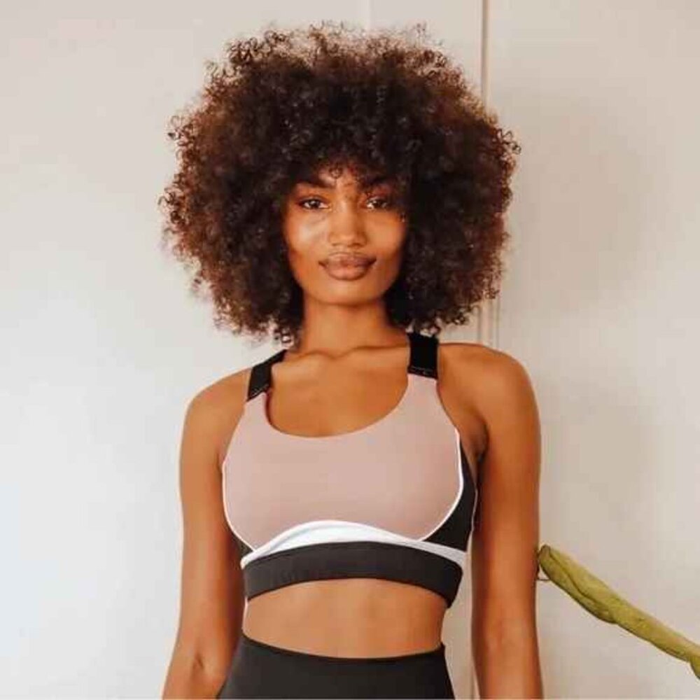 Allfenix Ivy Sports Bra Beige High Impact Color Block size XS NWT